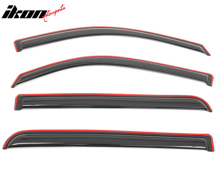 IKON MOTORSPORTS In Channel Window Visors Compatible with 2019-2025 Dodge Ram 1500 Crew Cab, Slim Style Acrylic Smoke Rain Guards, Side Window Wind Deflectors 4PCS