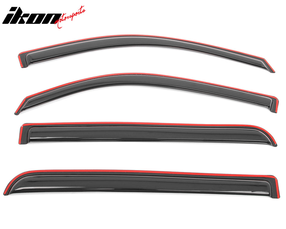 IKON MOTORSPORTS In Channel Window Visors Compatible with 2019-2025 Dodge Ram 1500 Crew Cab, Slim Style Acrylic Smoke Rain Guards, Side Window Wind Deflectors 4PCS
