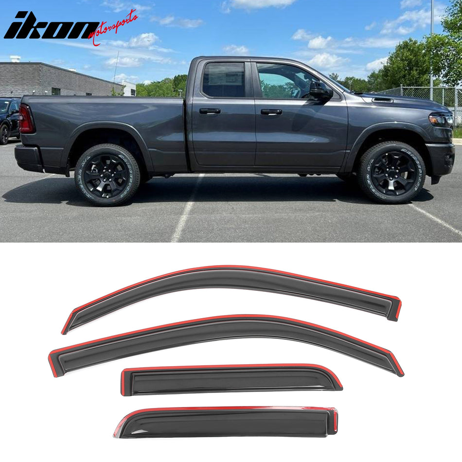2019-2025 Dodge Ram 1500 Quad Cab In Channel Window Visors Guard 4PCS