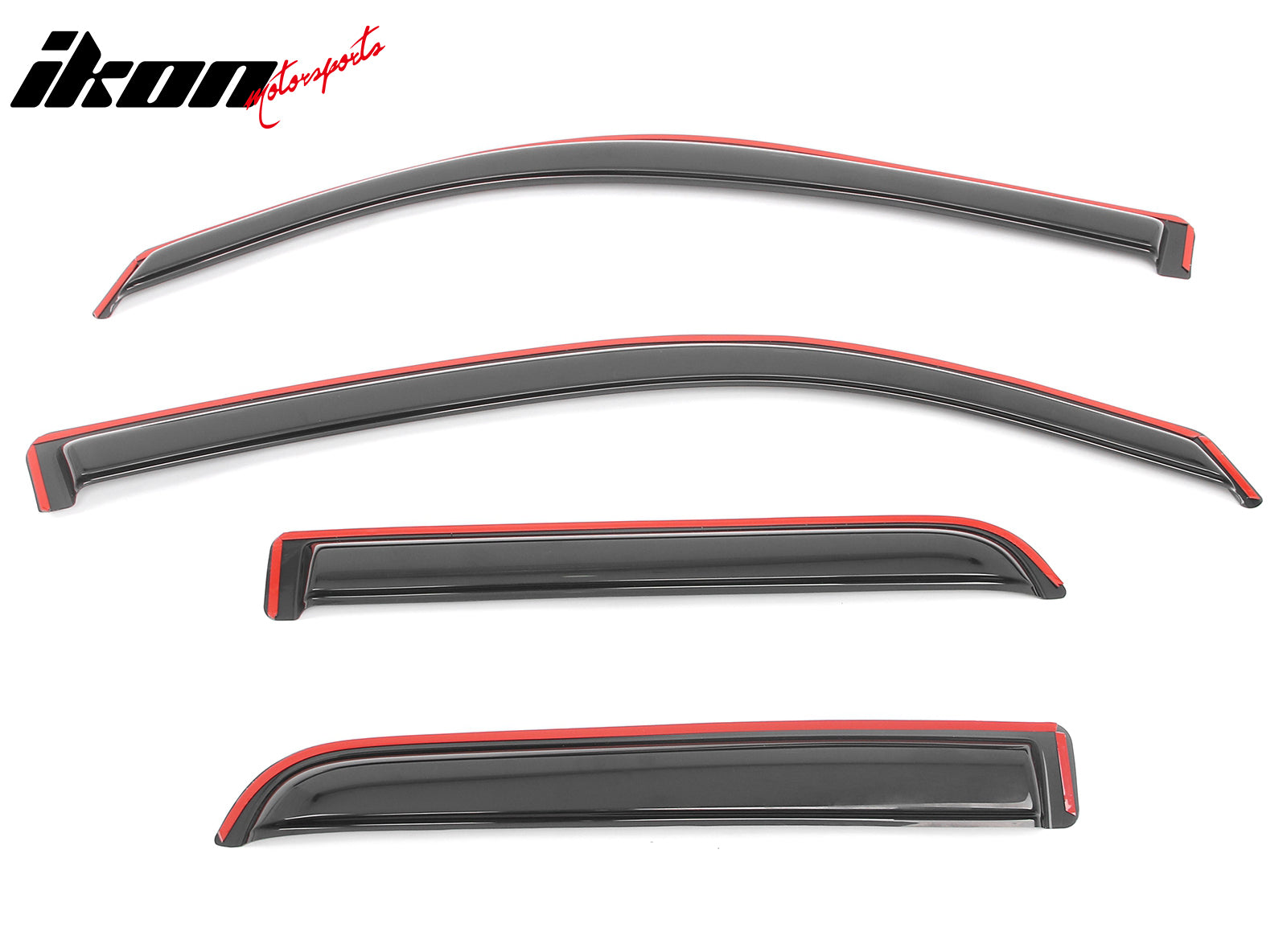 IKON MOTORSPORTS In Channel Window Visors Compatible with 2019-2025 Dodge Ram 1500 Quad Cab, Slim Style Acrylic Smoke Rain Guards, Side Window Wind Deflectors 4PCS