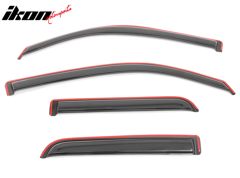 IKON MOTORSPORTS In Channel Window Visors Compatible with 2019-2025 Dodge Ram 1500 Quad Cab, Slim Style Acrylic Smoke Rain Guards, Side Window Wind Deflectors 4PCS