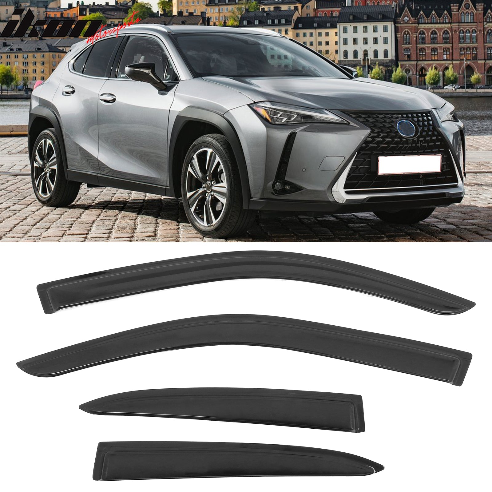 2019 - 2025 Lexus UX - Series 4PCS Tape on Window Visors Vent Rain GuardsIkon Motorsports