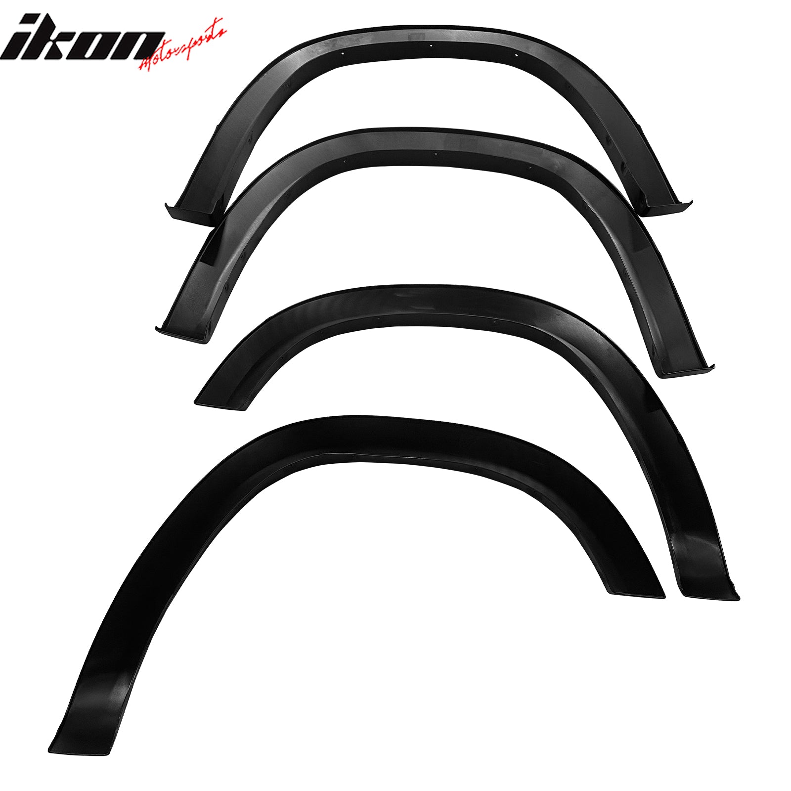 IKON MOTORSPORTS Fender Flares Compatible with 2019-2025 Ram 1500 OE Style Injected Molded PP Black Wheel Flare Cover Protector Set, 4 Pcs, Front & Rear