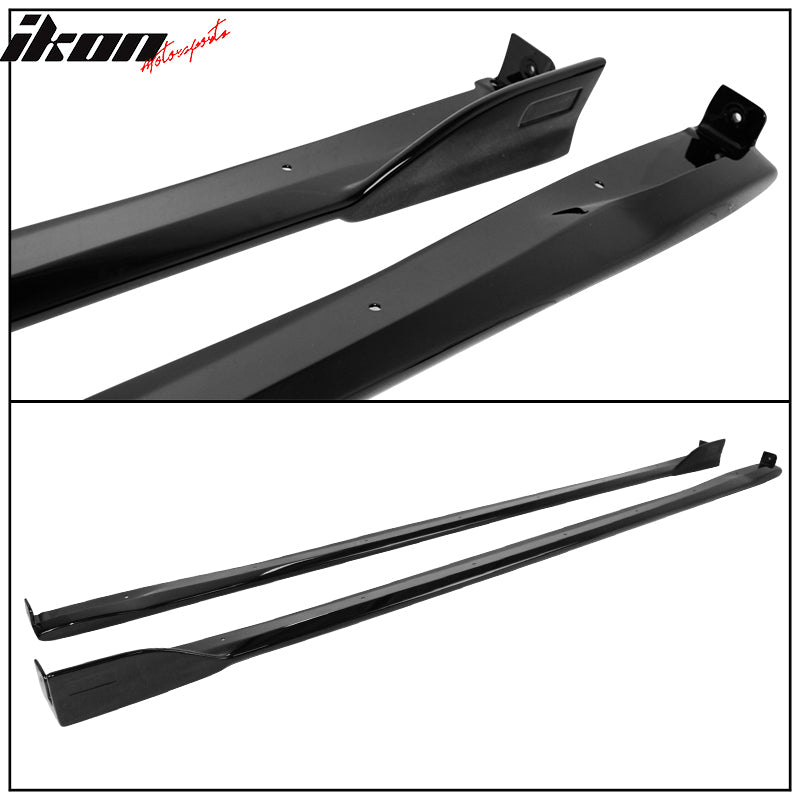 IKON MOTORSPORTS, Side Skirts Extension Compatible with 2019-2025 Toyota Corolla Hatchback 5Dr, ABS Plastic Painted #218 Attitude Black Metallic Rocker Panel Splitter Side Underbody Spoiler 2PCS