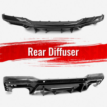 Fits 24-26 Ford Mustang V6/GT Rear Bumper Diffuser Competition Style Gloss Black