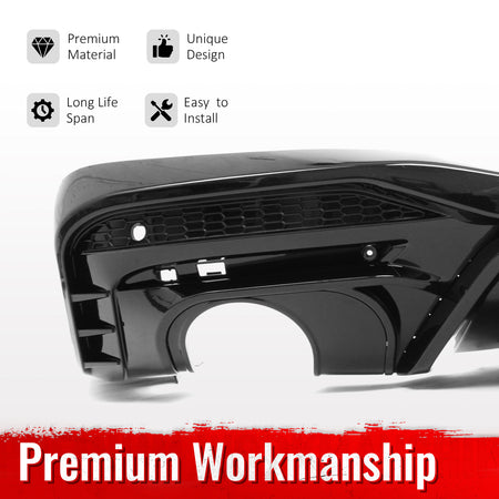 Fits 24-26 Ford Mustang V6/GT Rear Bumper Diffuser Competition Style Gloss Black