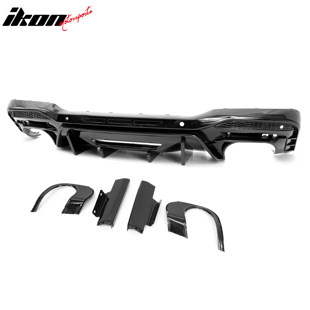 Fits 24-26 Ford Mustang V6/GT Rear Bumper Diffuser Competition Style Gloss Black