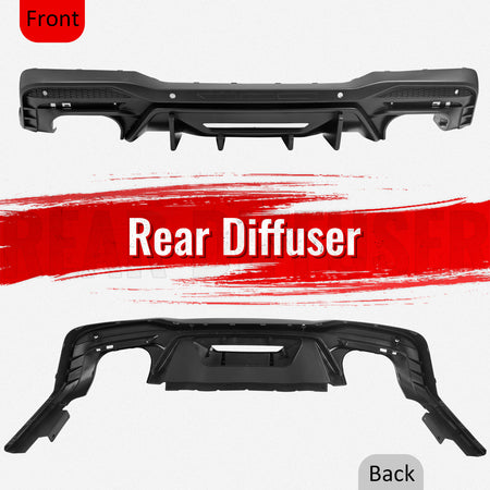 Fits 24-26 Ford Mustang V6/GT Rear Bumper Diffuser Competition Style Matte Black
