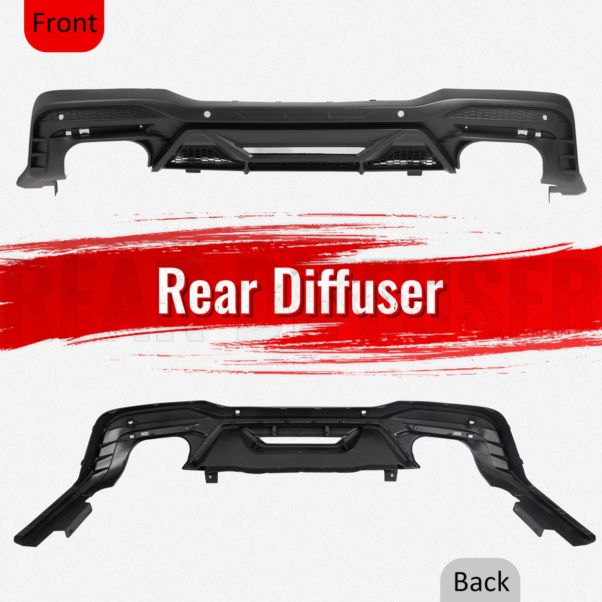 Fits 24-26 Ford Mustang V6/GT Rear Bumper Diffuser Dark Horse Style Matte Black