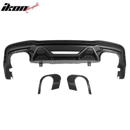 Fits 24-26 Ford Mustang V6/GT Rear Bumper Diffuser Dark Horse Style Matte Black