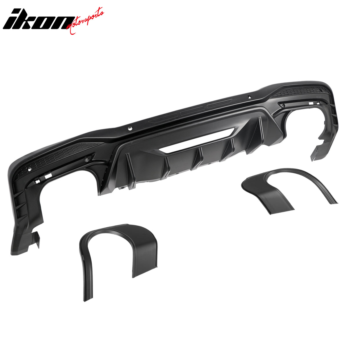 Fits 24-26 Ford Mustang V6/GT Rear Bumper Diffuser Rock Style Matte Black Lip