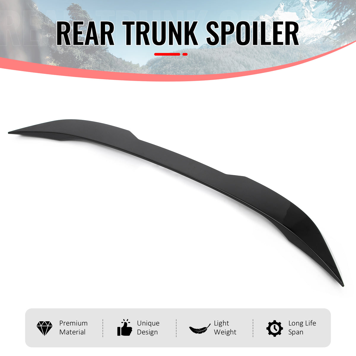 Fits 19-26 BMW G20 3-Series IKON Style Rear Trunk Spoiler Wing Lip Gloss Black
