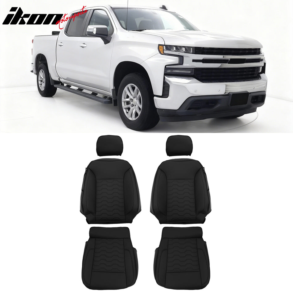 2019-2026 Silverado Sierra 1500 2500HD 3500HD Front Seat Covers Black