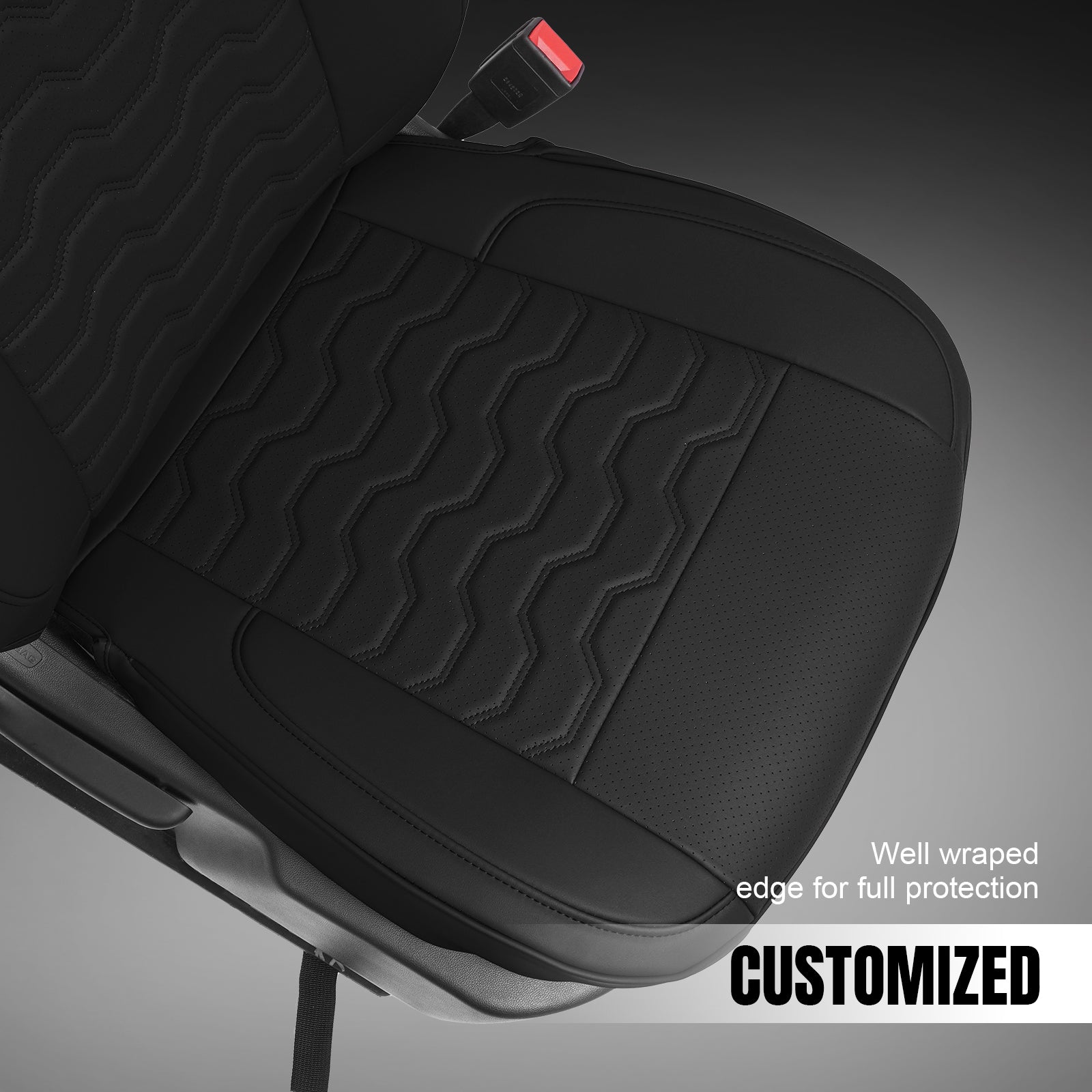 Fits 19-26 Chevy Silverado GMC Sierra 1500 2500HD 3500HD Front Seat Covers Black