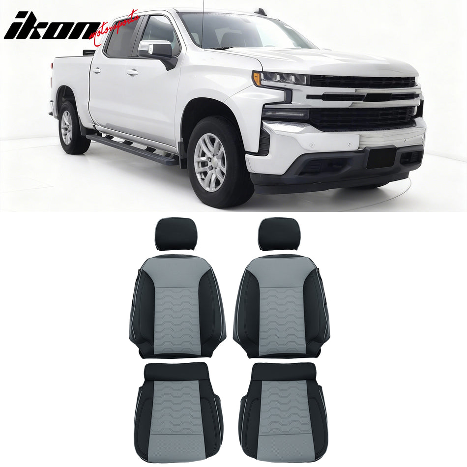2019-2026 Silverado Sierra 1500 2500 3500 Front Seat Covers Black&Gray