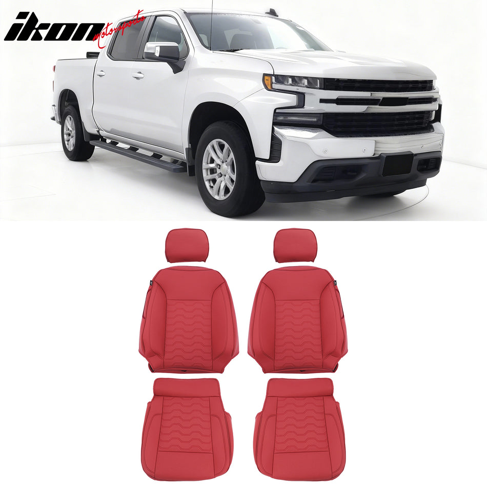 2019-2026 Silverado Sierra 1500 2500HD 3500HD Front Seat Covers Red