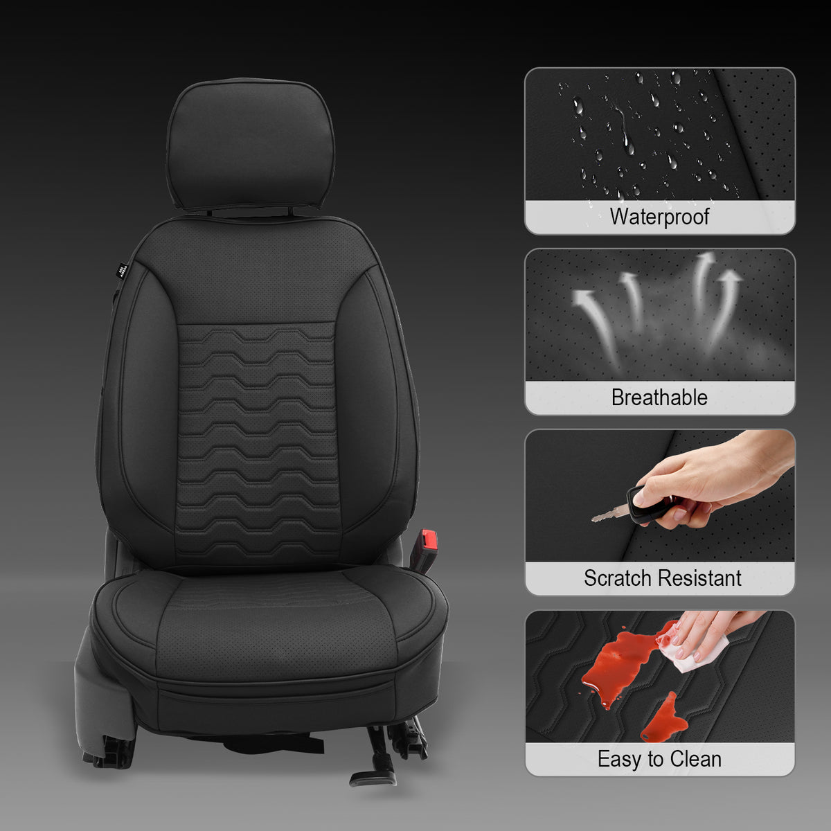 Fits 19-26 Chevy Silverado GMC Sierra 1500 2500 3500HD Seat Cover Full Set Black