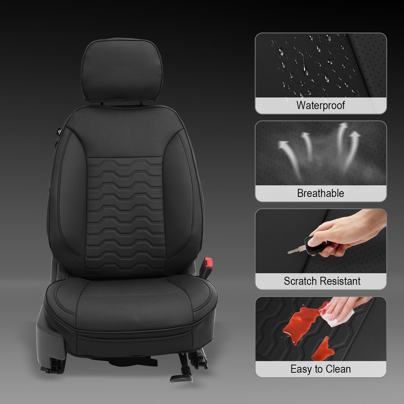 Fits 19-26 Chevy Silverado GMC Sierra 1500 2500 3500HD Seat Cover Full Set Black