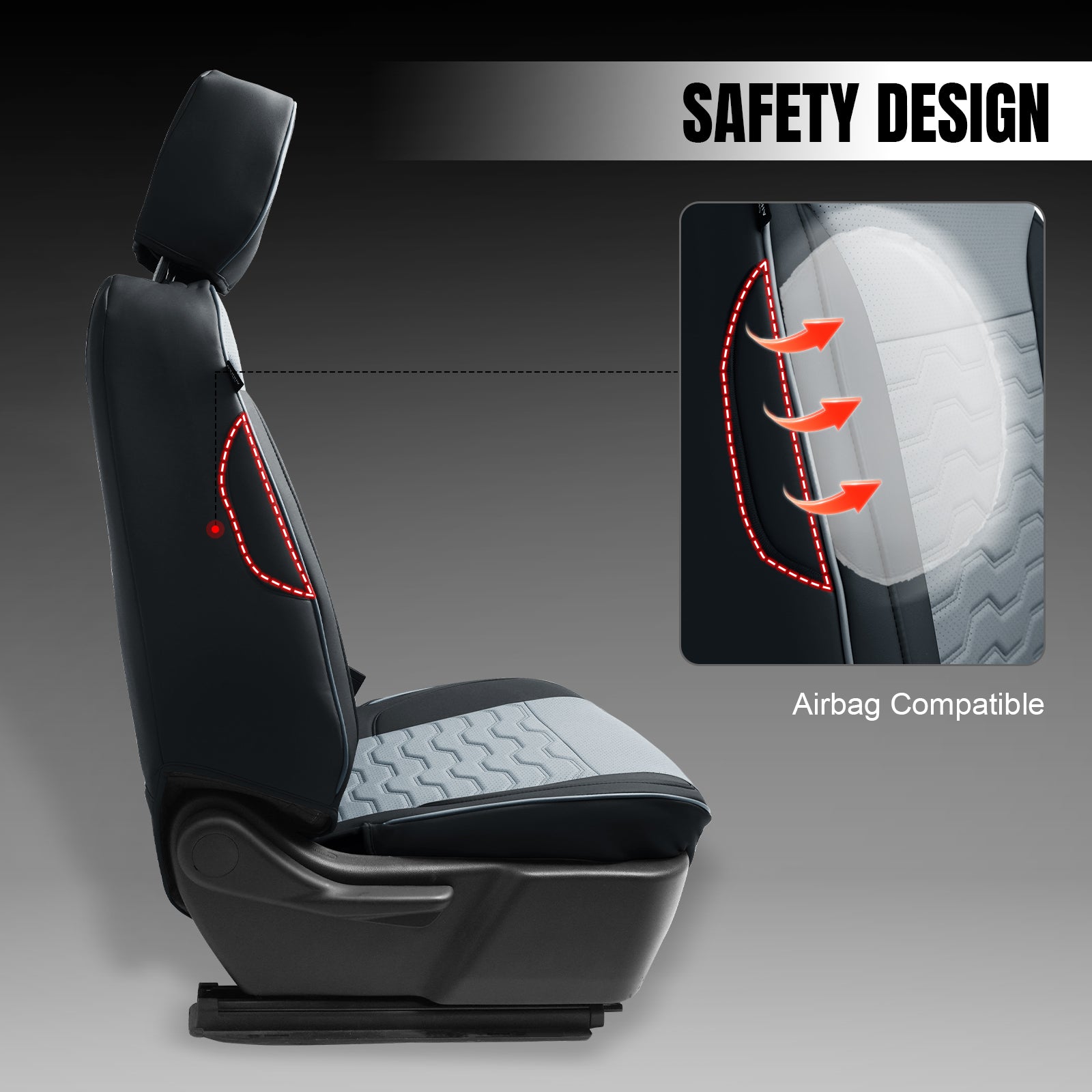 Fits 19-26 Silverado Sierra 1500 2500HD 3500HD Seat Covers Full Set Black& Gray