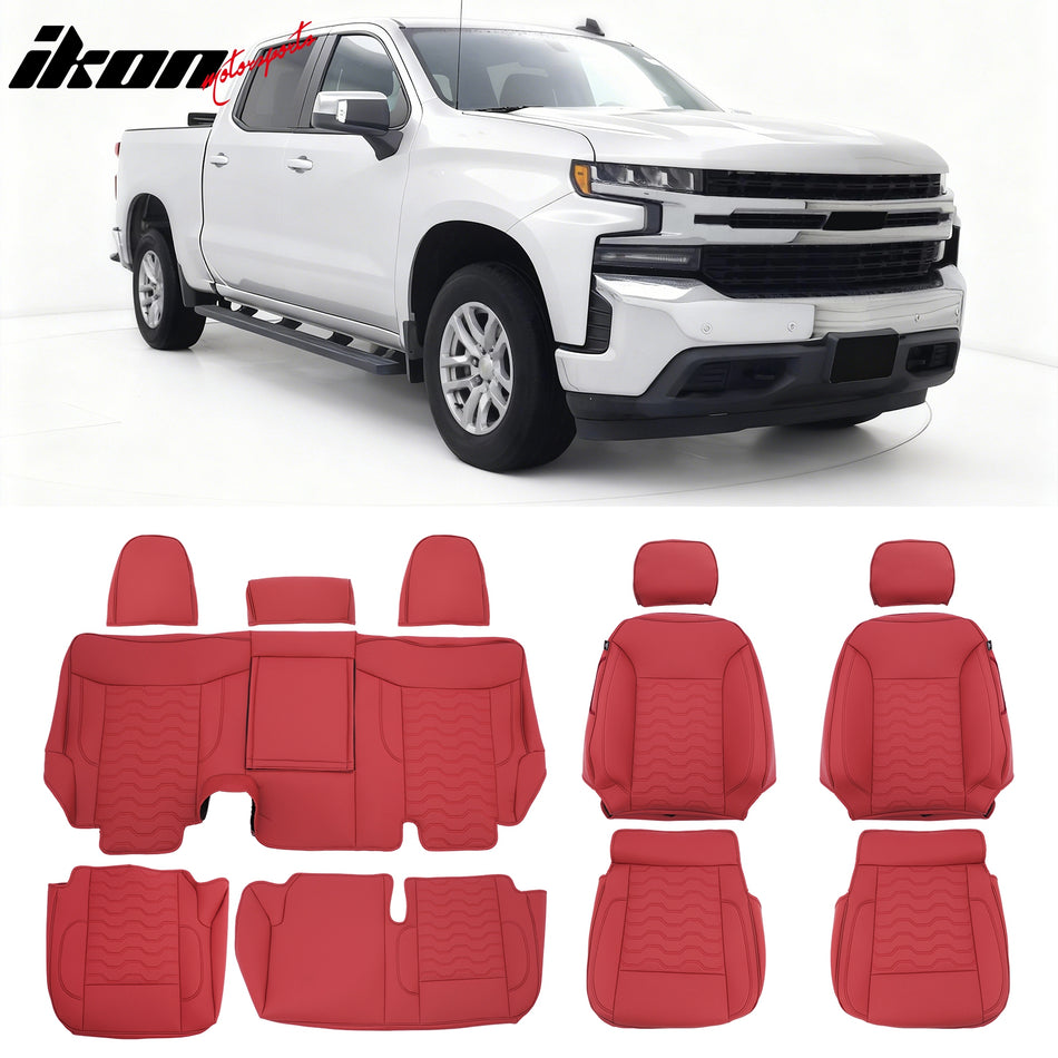2019-2026 Silverado Sierra 1500 2500HD 3500HD Seat Cover Full Set Red