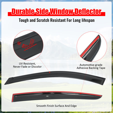 Fits 19-26 Nissan Altima Window Visors Smoke Acrylic Rain Sun Vent Shade 4PC Set