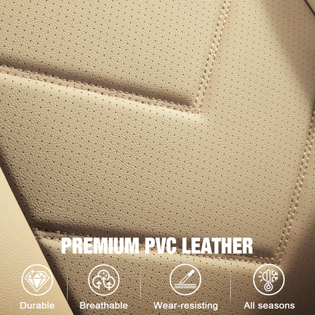 Fits 19-26 Dodge Ram 1500 Crew Cab Pickup Front Row Seat Covers Protector Beige