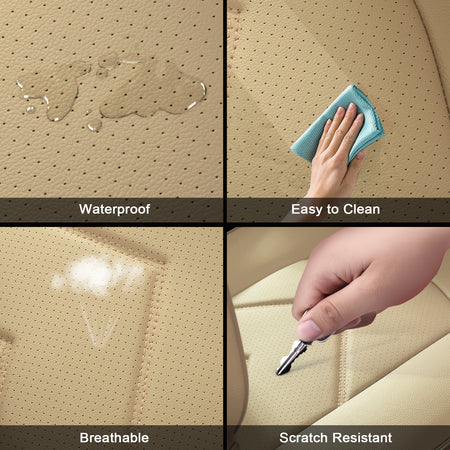 Fits 19-26 Dodge Ram 1500 Crew Cab Pickup Front Row Seat Covers Protector Beige