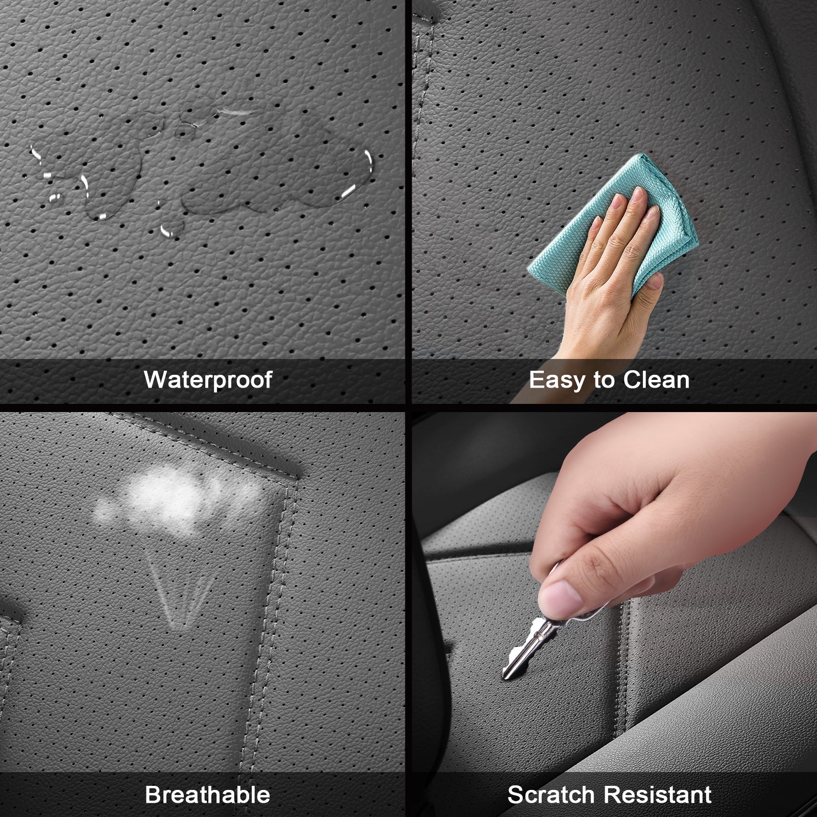 Fits 19-26 Dodge Ram 1500 Crew Cab Pickup Front Row Seat Covers Black Protector