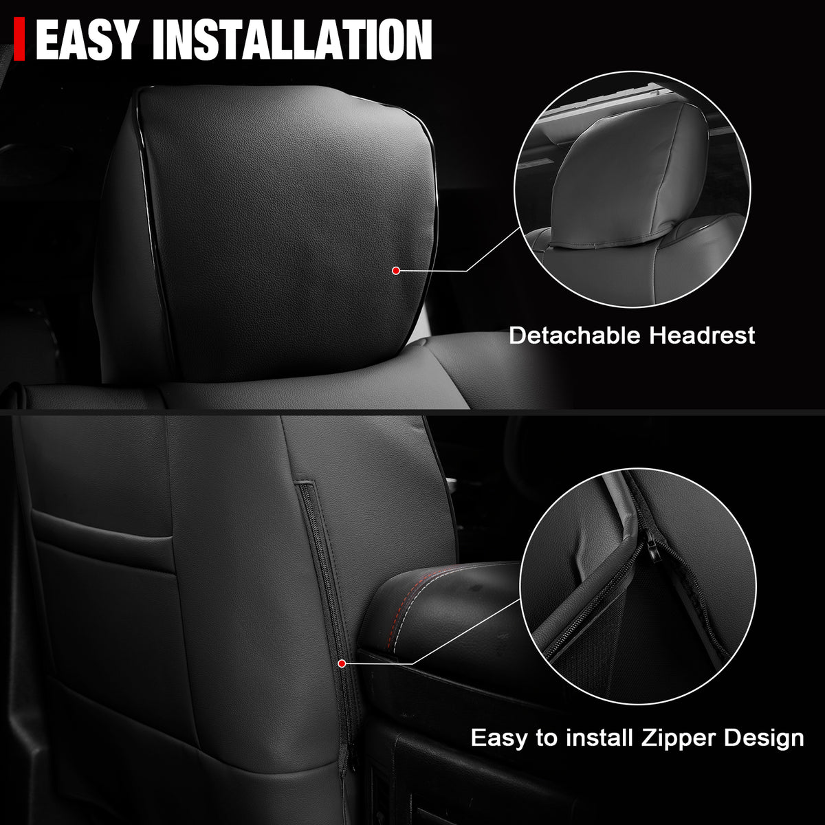 Fits 19-26 Dodge Ram 1500 Crew Cab Pickup Front Row Seat Covers Black Protector