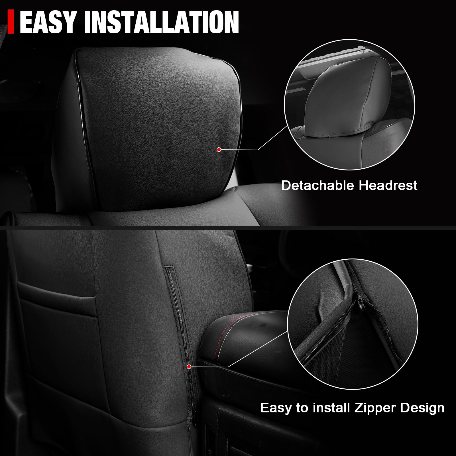 Fits 19-26 Dodge Ram 1500 Crew Cab Pickup Front Row Seat Covers Black Protector