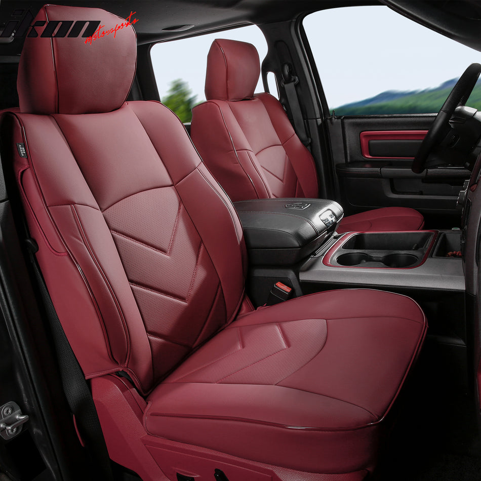 2019-2026 Ram 1500 Crew Cab Pickup Front Row Seat Covers Red Protector