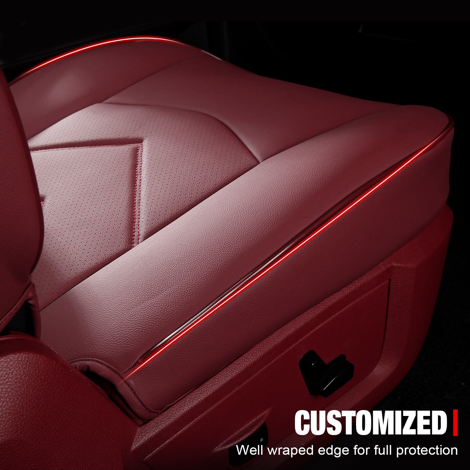 Fits 19-26 Dodge Ram 1500 Crew Cab Pickup Front Row Seat Covers Red Protector