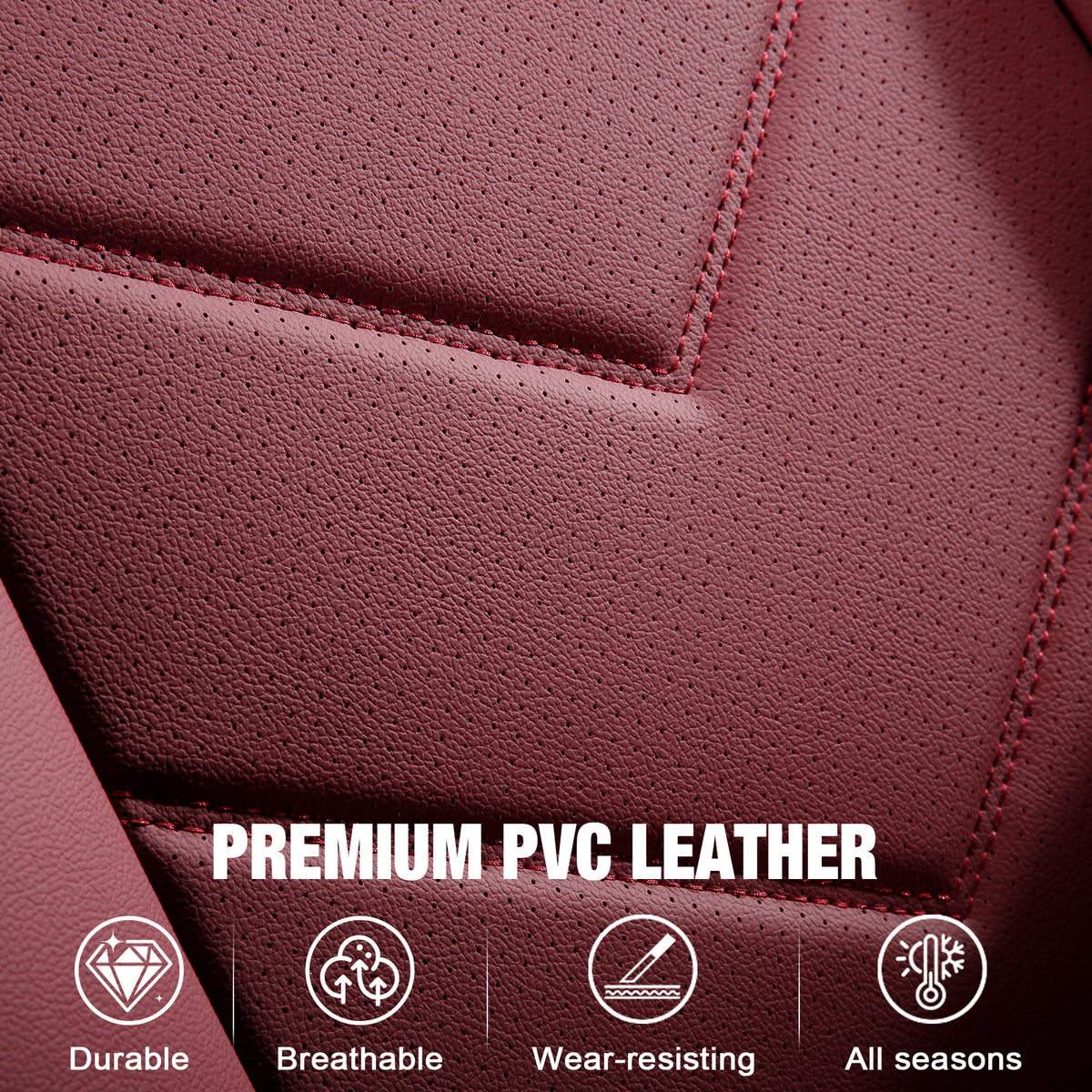 Fits 19-26 Dodge Ram 1500 Crew Cab Pickup Front Row Seat Covers Red Protector