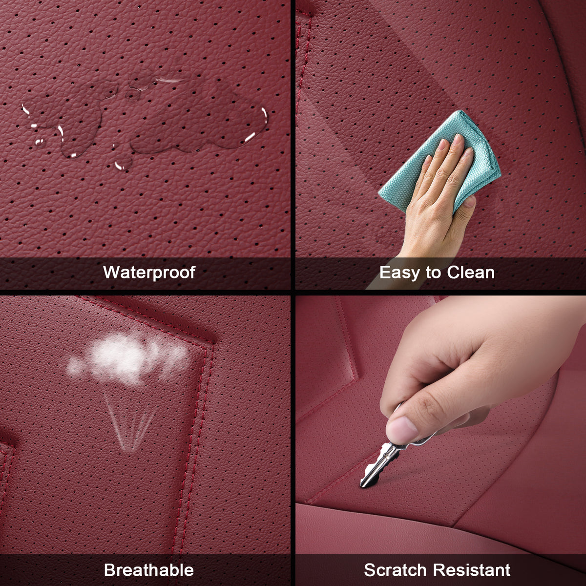 Fits 19-26 Dodge Ram 1500 Crew Cab Pickup Front Row Seat Covers Red Protector