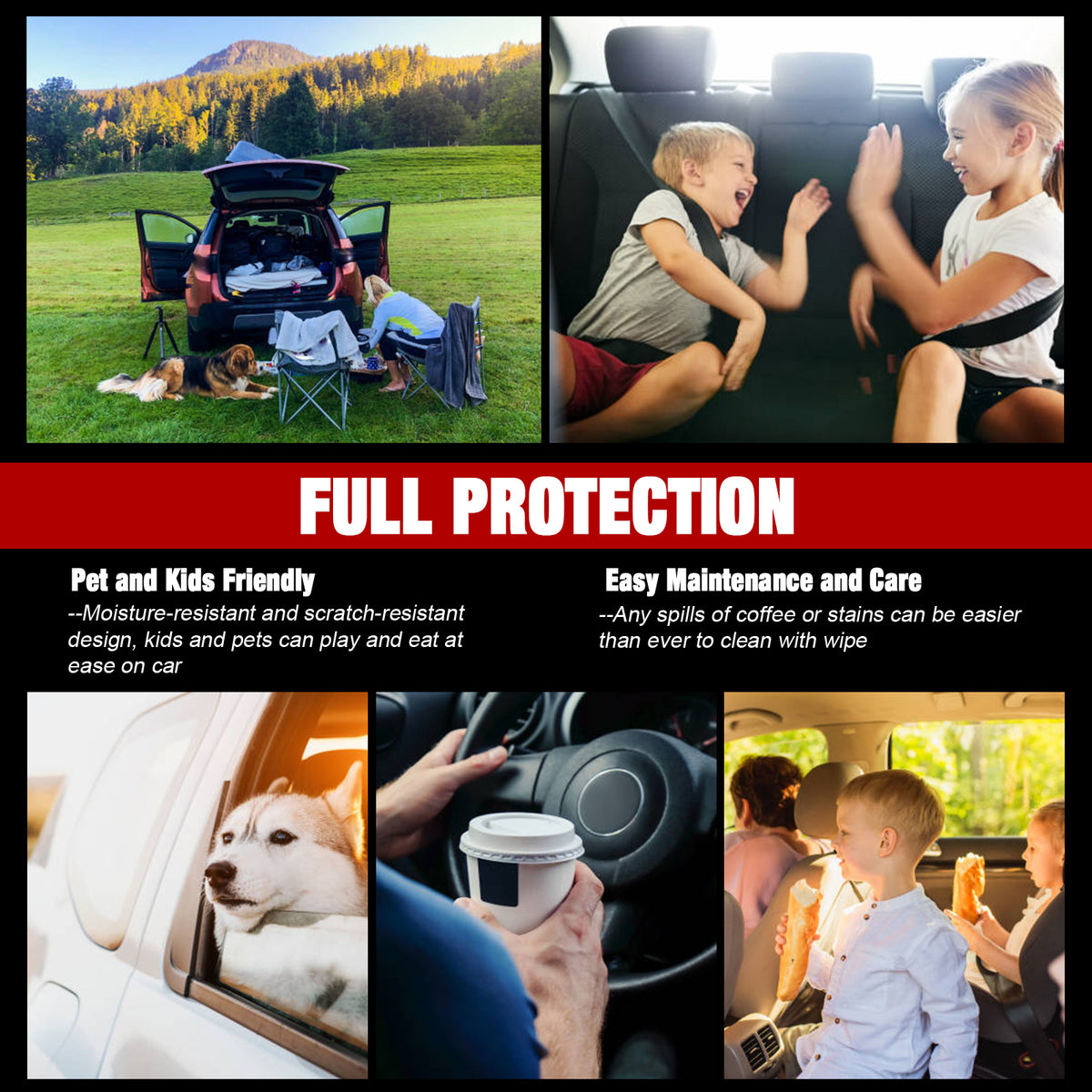 Fits 19-26 Dodge Ram 1500 Crew Cab Pickup Front Row Seat Covers Red Protector