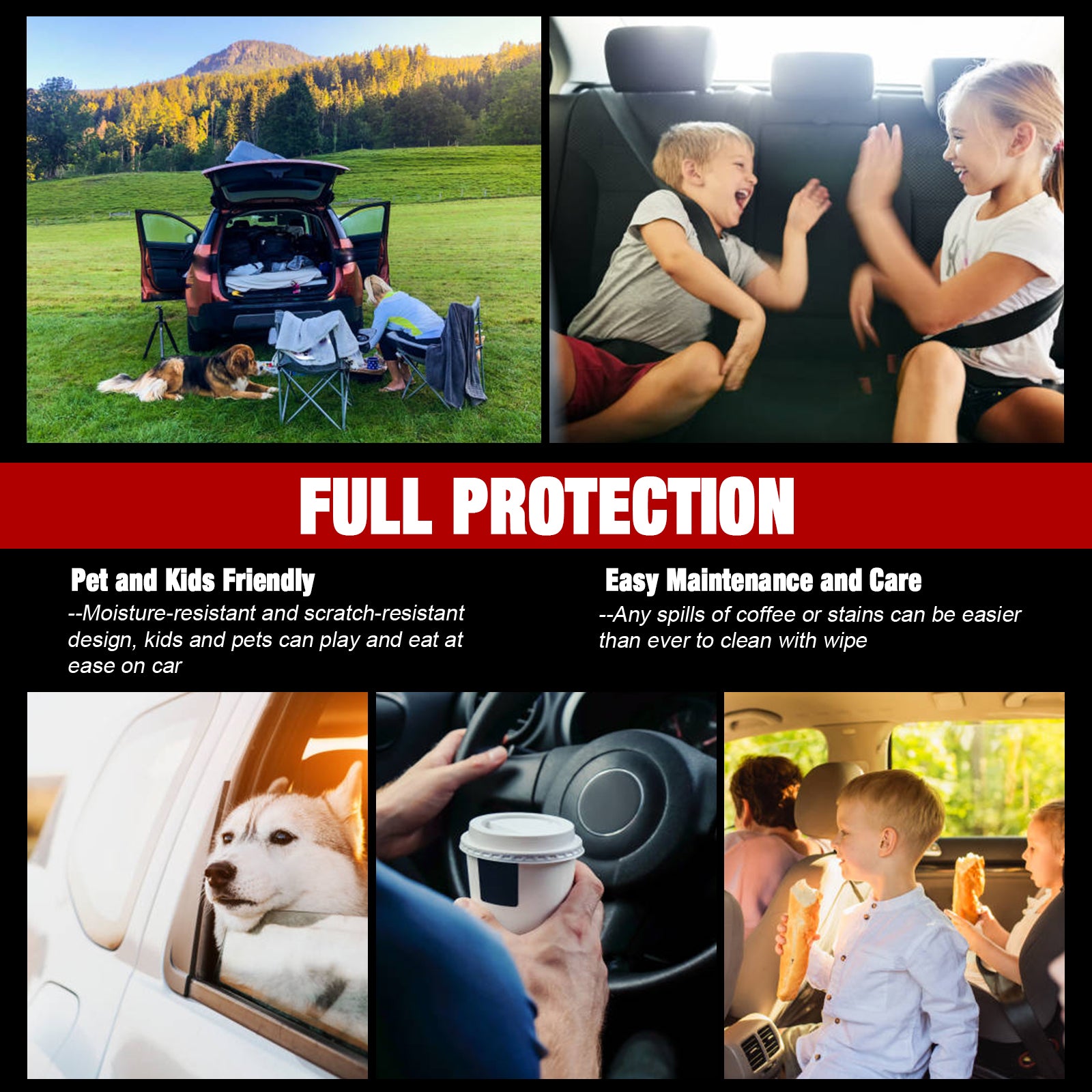 Fits 19-26 Dodge Ram 1500 Crew Cab Pickup Front Row Seat Covers Red Protector