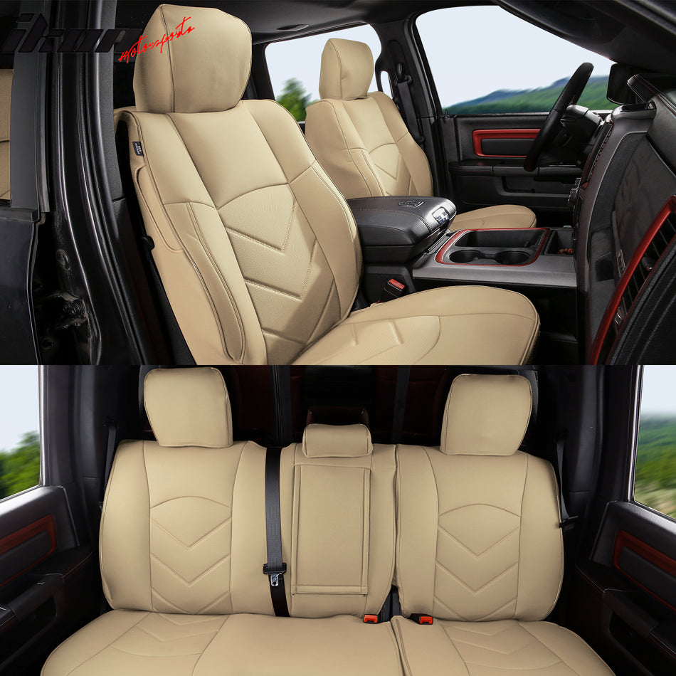 2019-2026 Ram 1500 Crew Cab Pickup Seat Cover Full Set Protector Beige