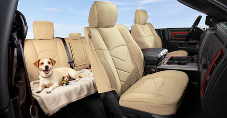 Fits 19-26 Dodge Ram 1500 Crew Cab Pickup Seat Covers Full Set Protector Beige