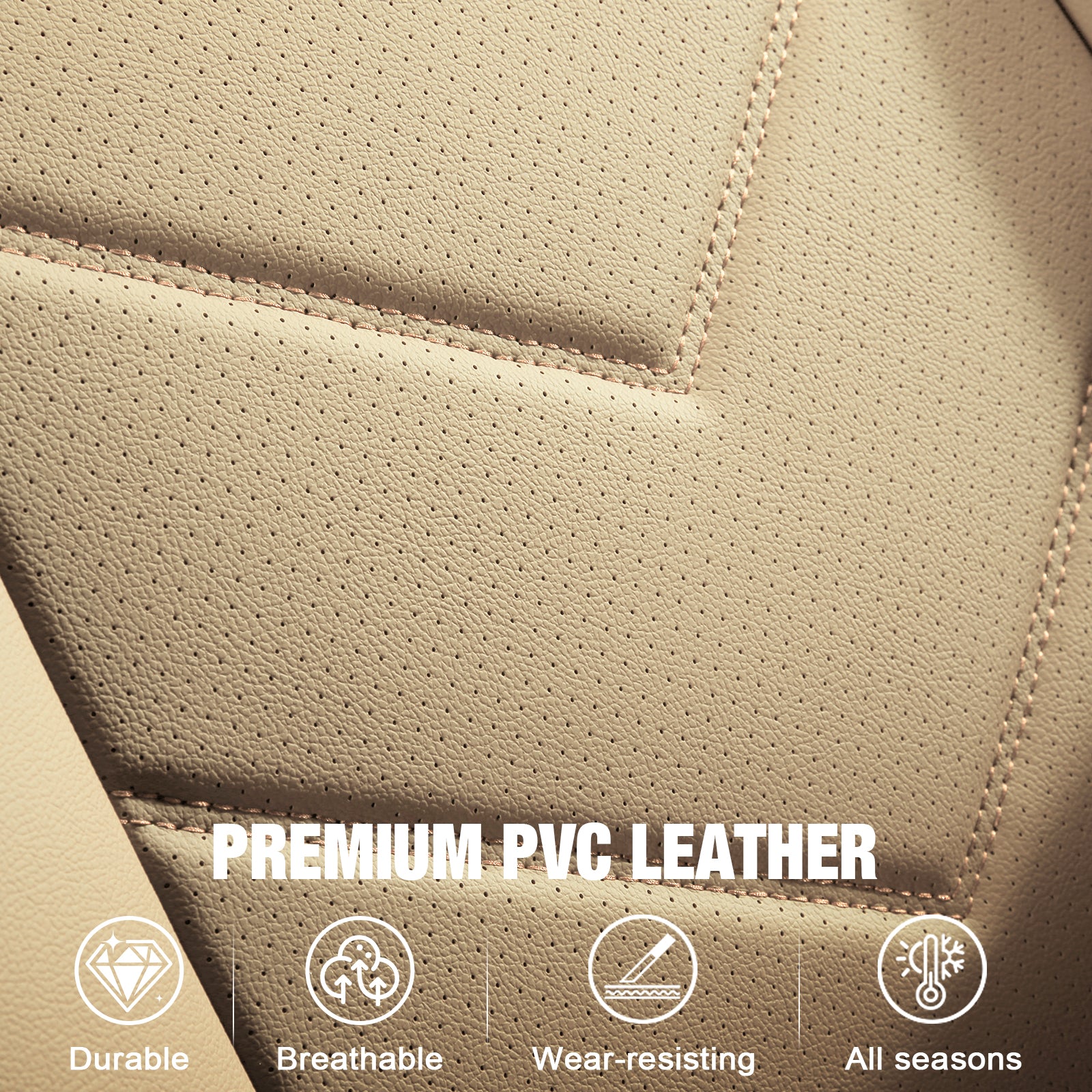 Fits 19-26 Dodge Ram 1500 Crew Cab Pickup Seat Covers Full Set Protector Beige