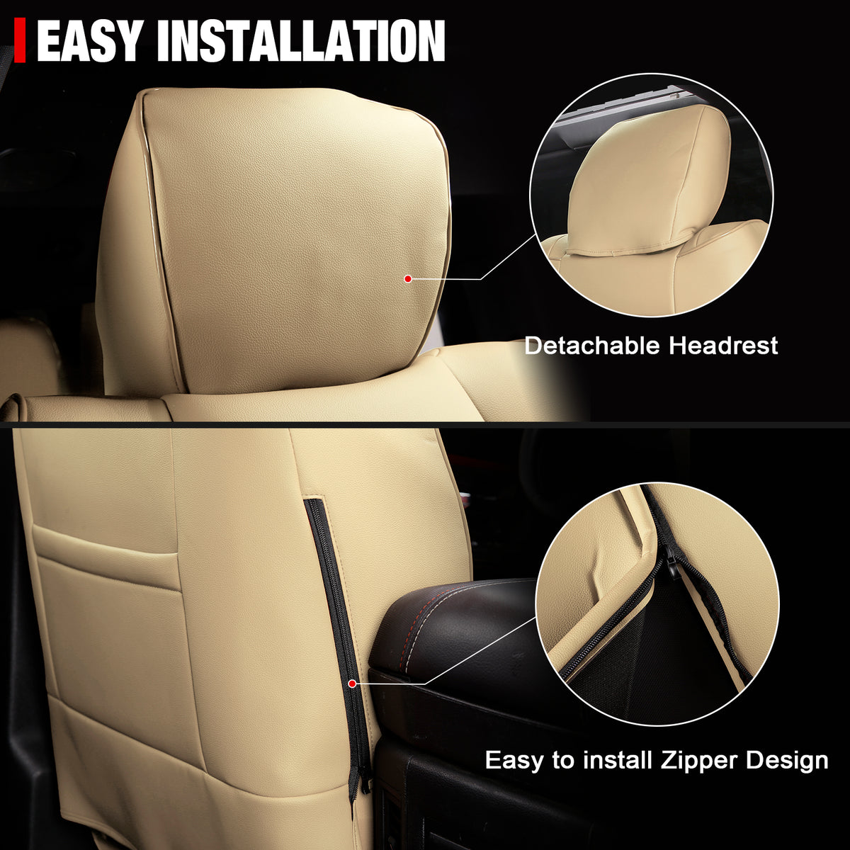 Fits 19-26 Dodge Ram 1500 Crew Cab Pickup Seat Covers Full Set Protector Beige