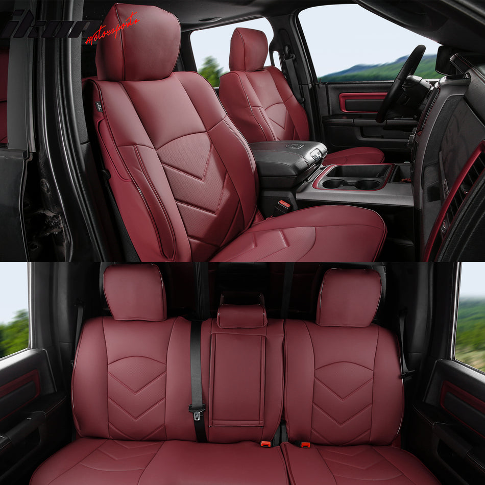 2019-2026 Ram 1500 Crew Cab Pickup Seat Covers Full Set Red Protector