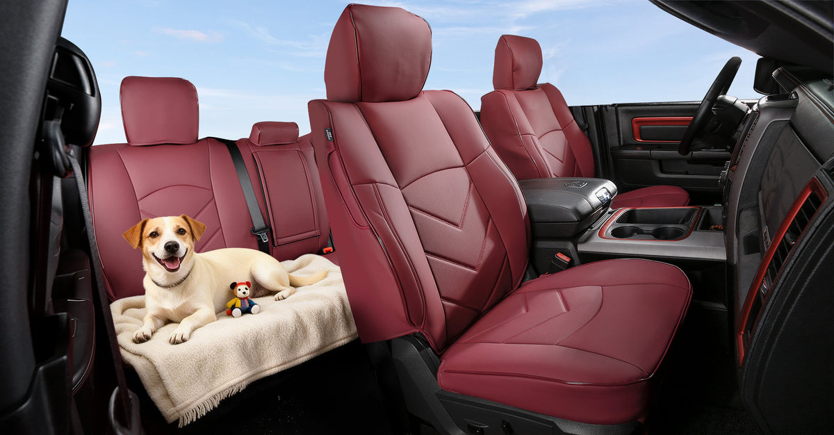 Fits 19-26 Dodge Ram 1500 Crew Cab Pickup Seat Covers Full Set Red Protector