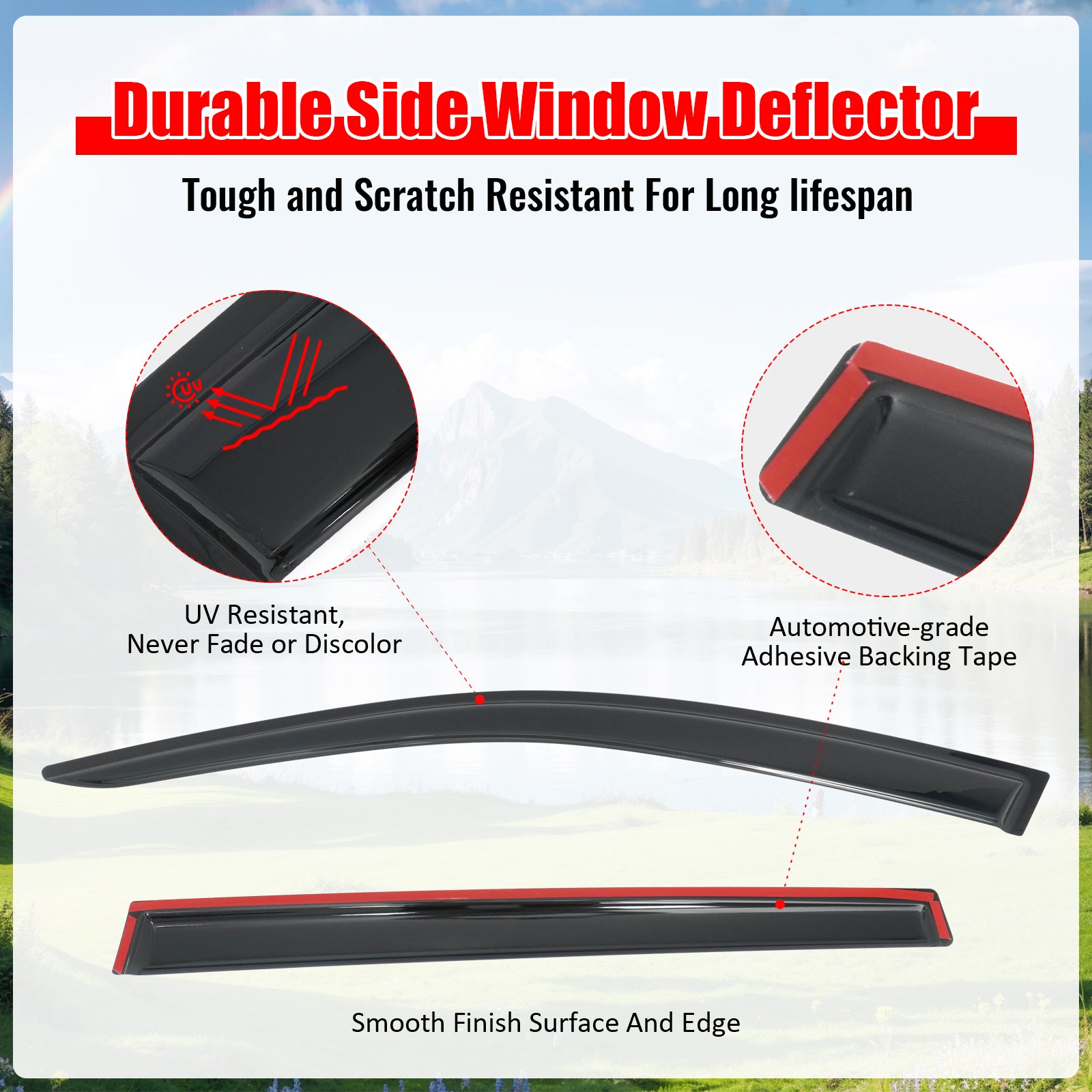Fits 19-26 Subaru Ascent 4PCS Window Visors Smoke Acrylic Rain Wind Deflectors