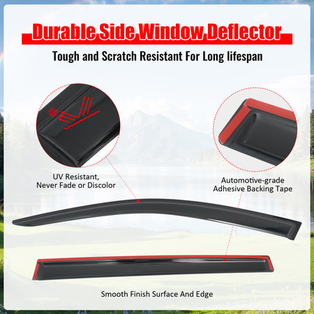 Fits 19-26 Subaru Ascent 4PCS Window Visors Smoke Acrylic Rain Wind Deflectors