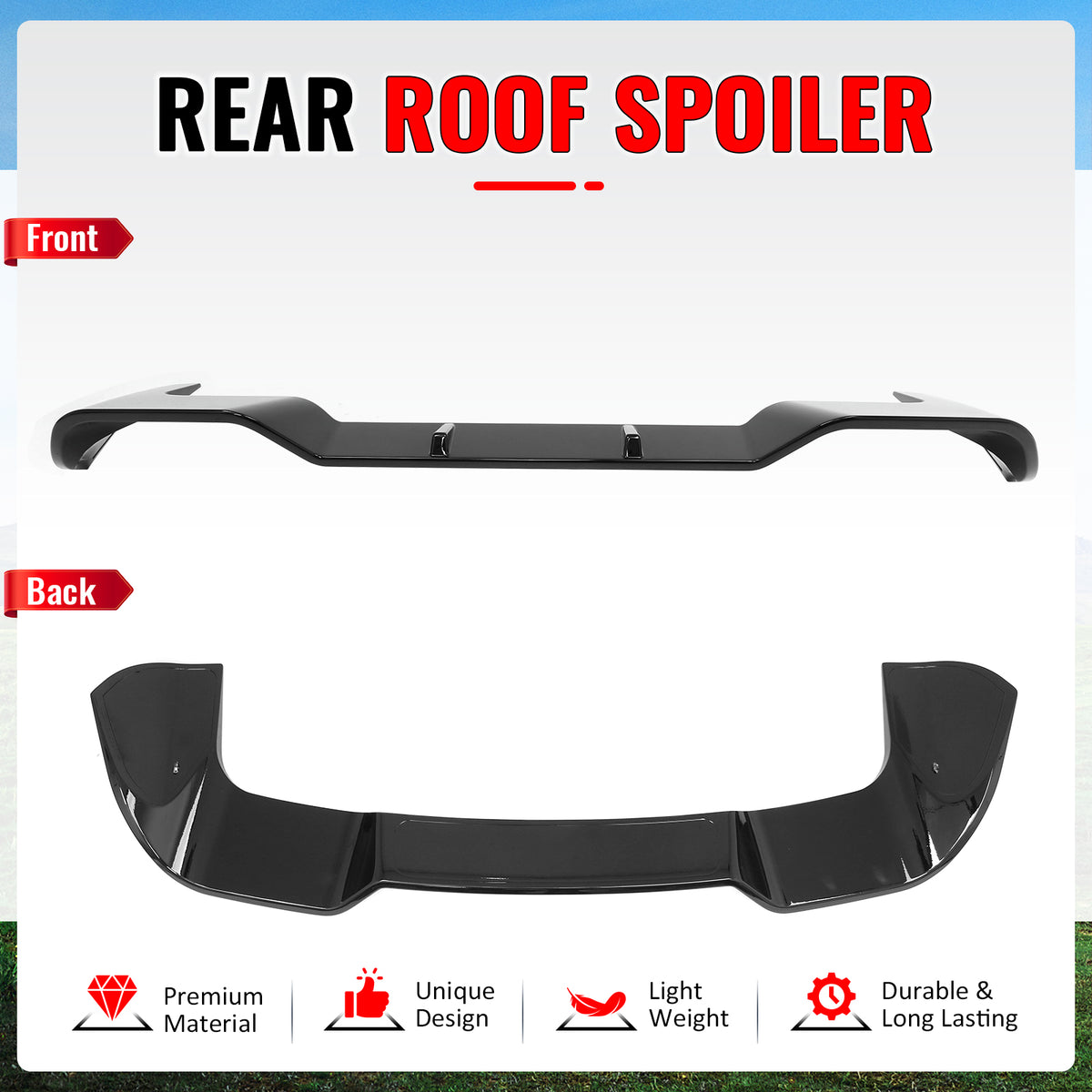Fits 19-26 BMW G05 X5 Roof Spoiler Gloss Black Rear Window Wing ABS Top Visor