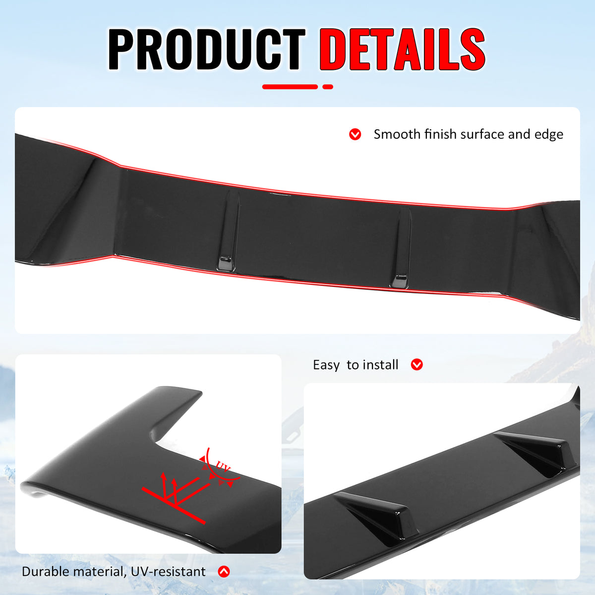 Fits 19-26 BMW G05 X5 Roof Spoiler Gloss Black Rear Window Wing ABS Top Visor