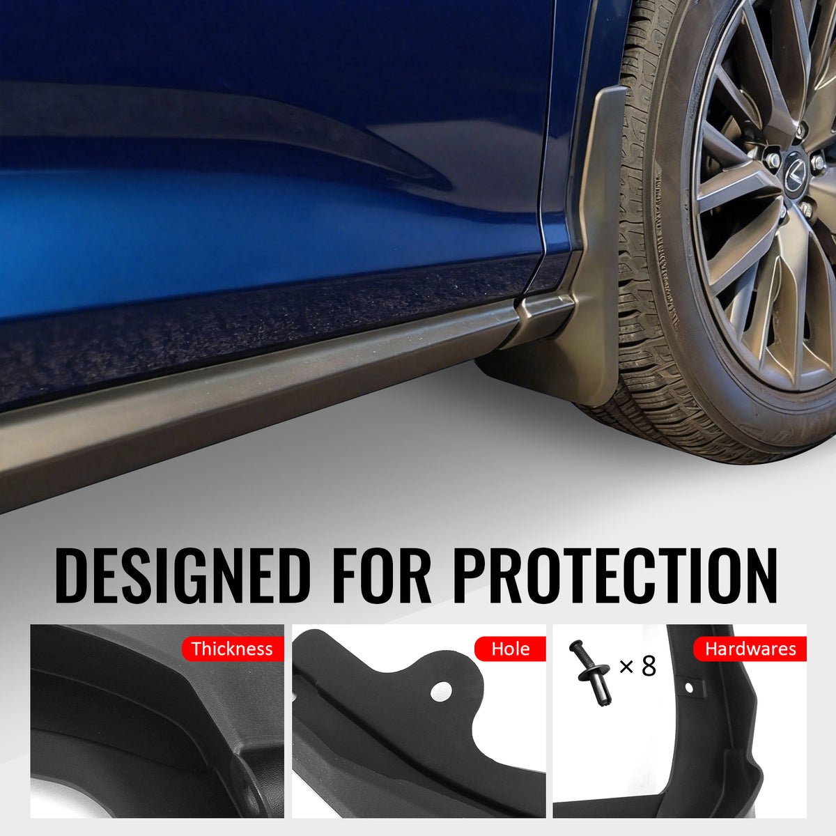 Fits 20-22 Lexus RX350 RX450h Front & Rear Fender Mud Flaps Splash Guards PP