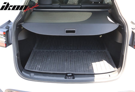 IKON MOTORSPORTS, Rear Cargo Cover Compatible With 2020-2022 Tesla Model Y, Retractable Rear Trunk Security Cargo Cover PVC & Aluminum Alloy