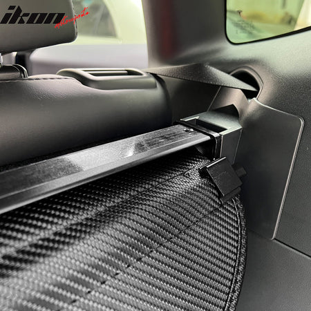 IKON MOTORSPORTS, Rear Cargo Cover Compatible With 2020-2022 Tesla Model Y, Retractable Rear Trunk Security Cargo Cover PVC & Aluminum Alloy