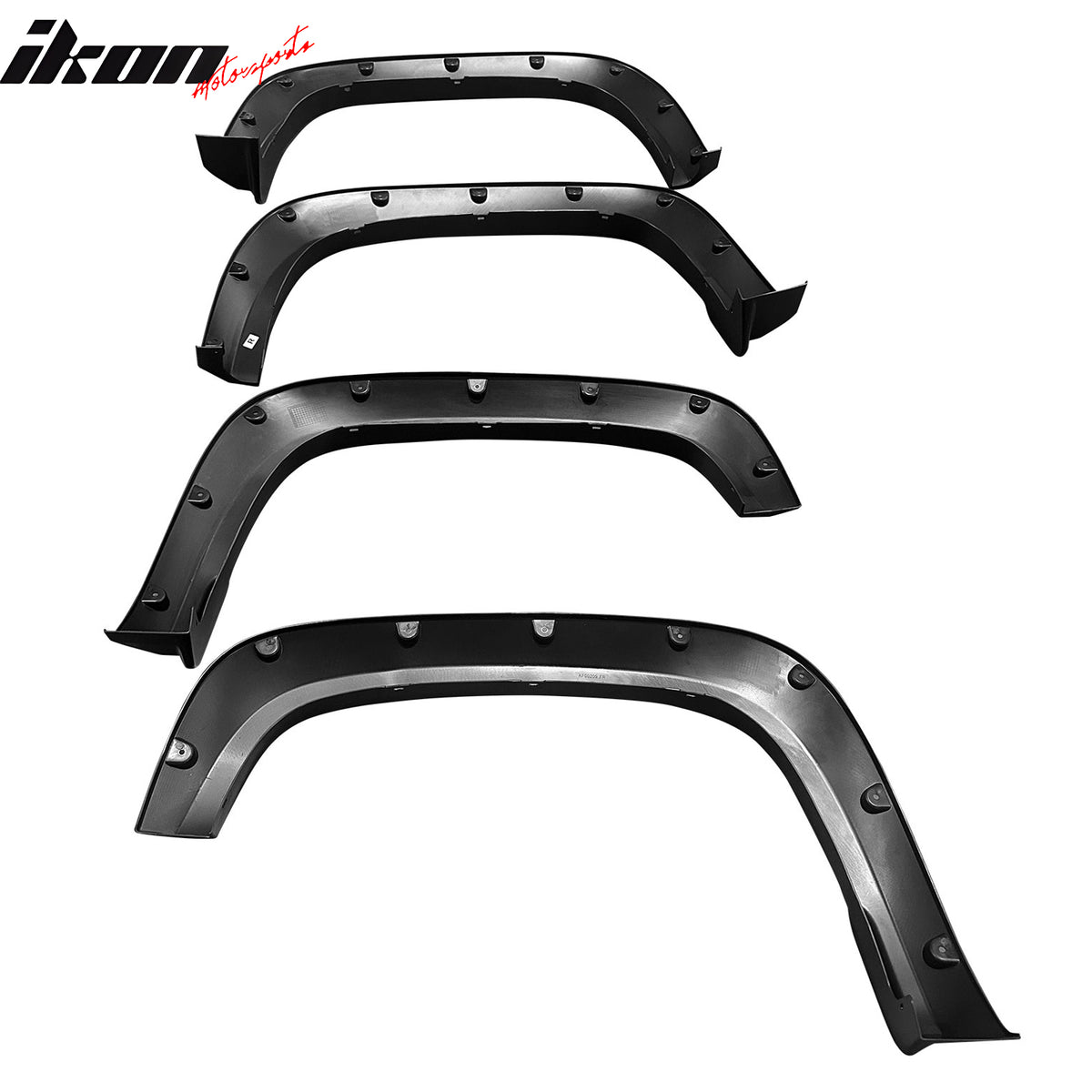 IKON MOTORSPORTS Fender Flares Compatible with 2020-2022 Chevrolet Silverado 2500 HD, Pocket Riveted Style Injection Molded PP Black Wheel Flare Cover Protector Set, 4 Pcs, Front & Rear